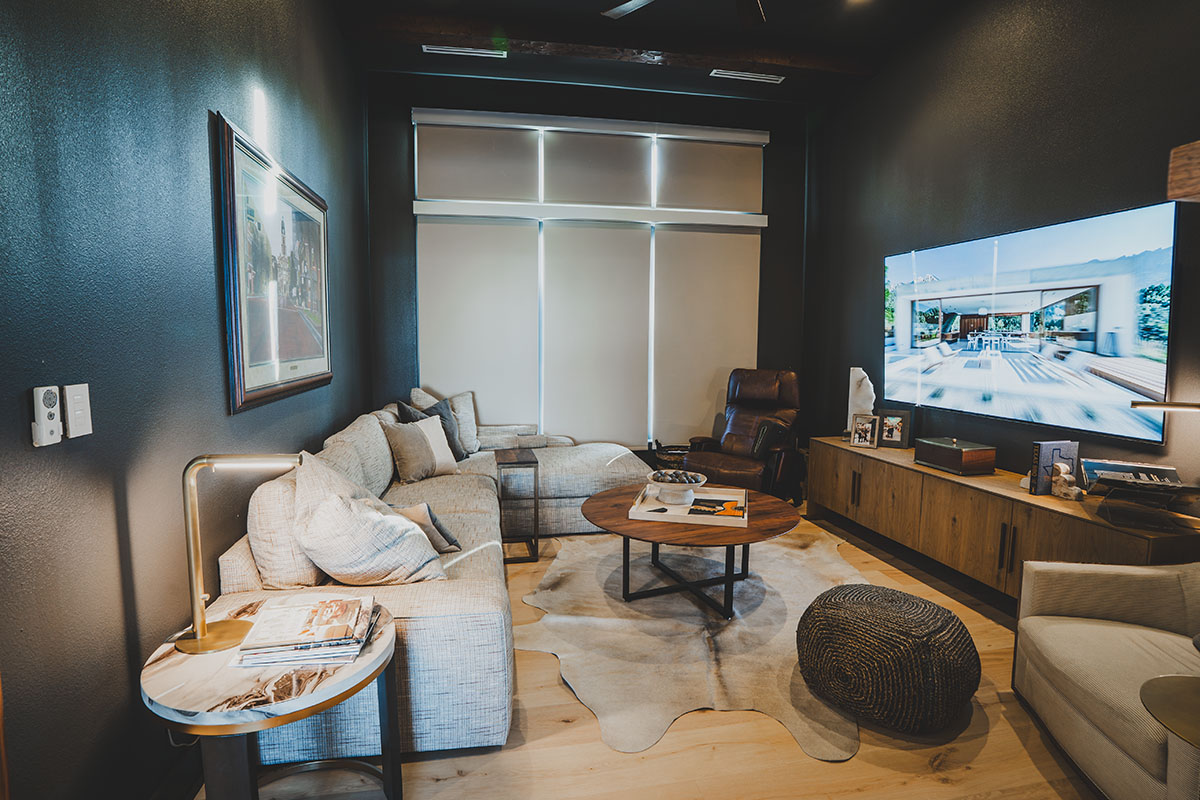 smart home audio and lutron shades